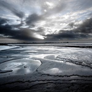 La baie du Mont saint Michel au crépuscule : de la soie
